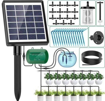 Solar Automatic Watering Irrigation System Tube: 15M Drippers: 15 PCS